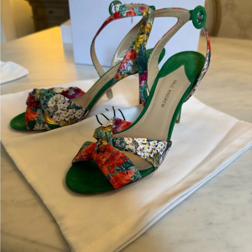 Paul Andrew Women's Floral Green Sandals - Picture 6 of 15